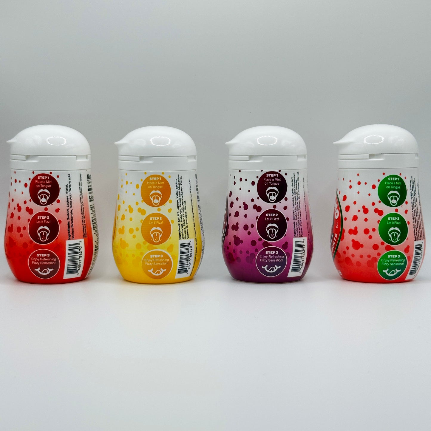 Four flavors of Nokkomo Mints for dry mouth relief side