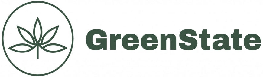 GreenState logo with a cannabis leaf symbol on a white background