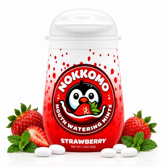 Nokkomo strawberry mints for dry mouth relief