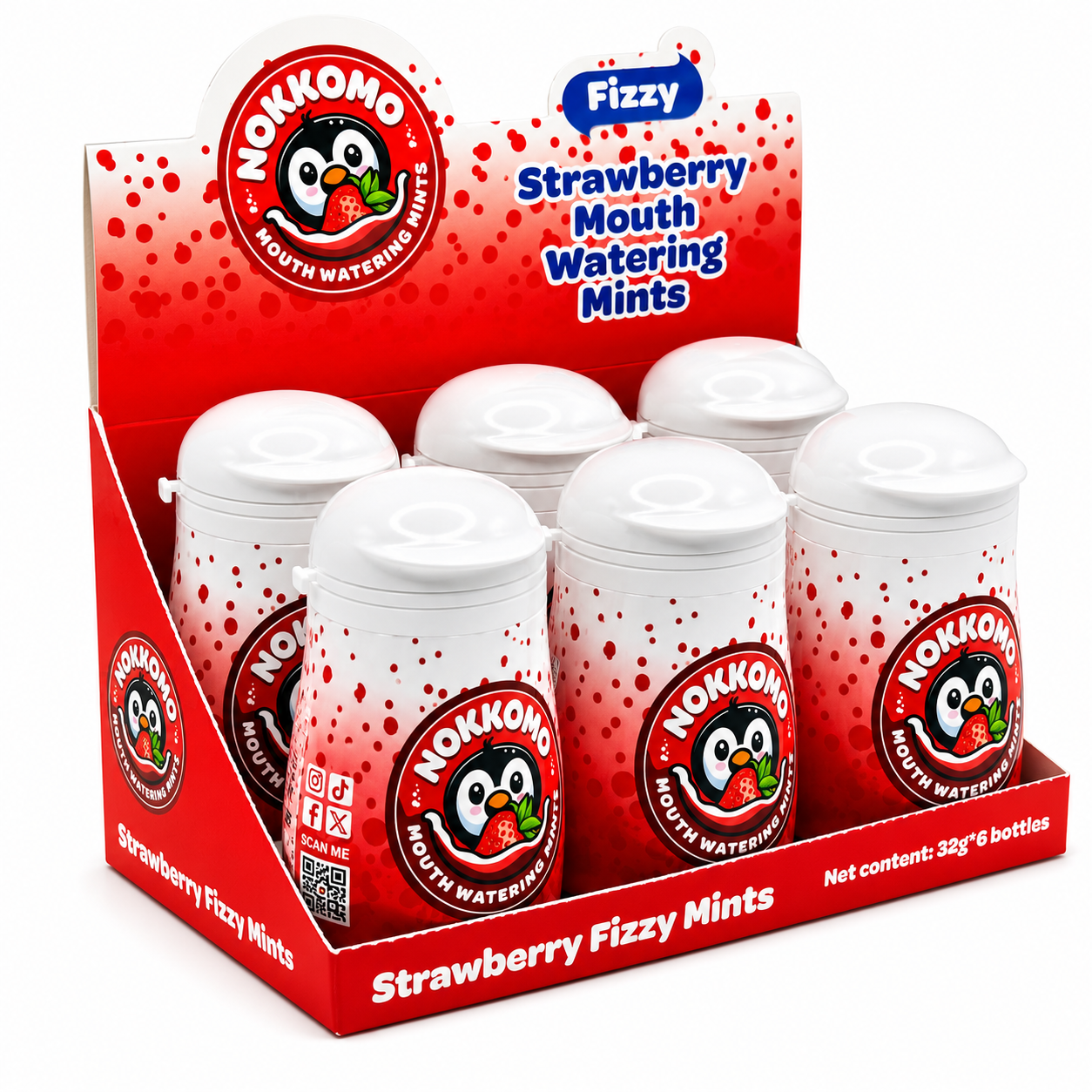 Nokkomo strawberry mints for cotton mouth relief 6 Pack