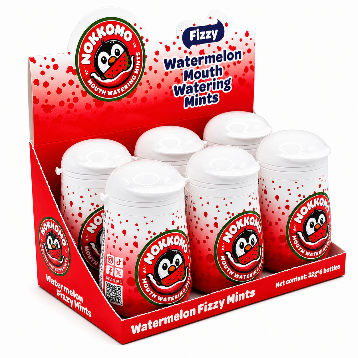 Nokkomo Mints Watermelon Fizzy Mints for Cotton Mouth Relief