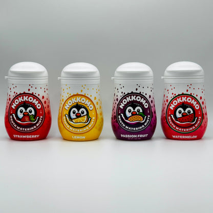 Four flavors of Nokkomo Mints for dry mouth relief